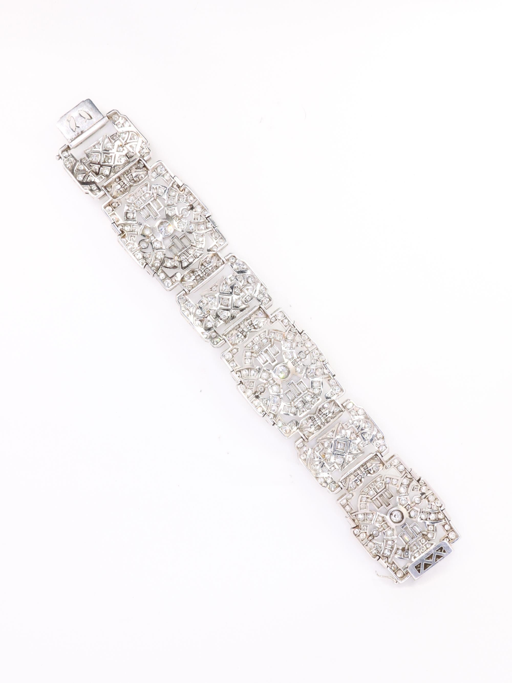 Bracelet Art Déco platine diamants