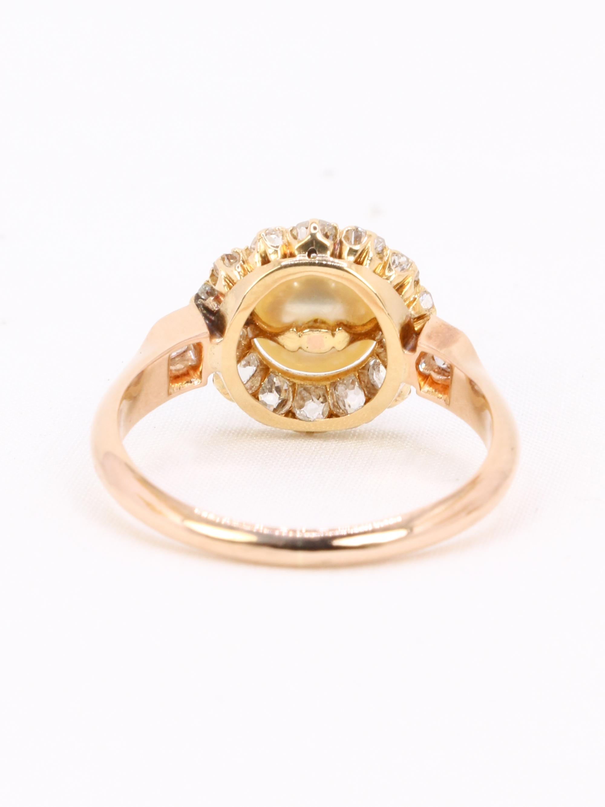 Bague marguerite perle diamants