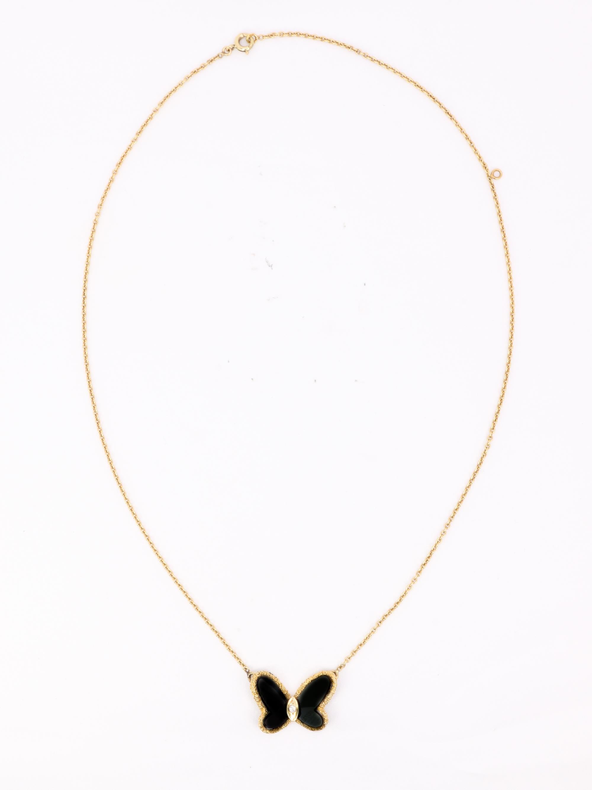 VAN CLEEF & ARPELS Collier Alhambra Papillon Onyx circa 1973