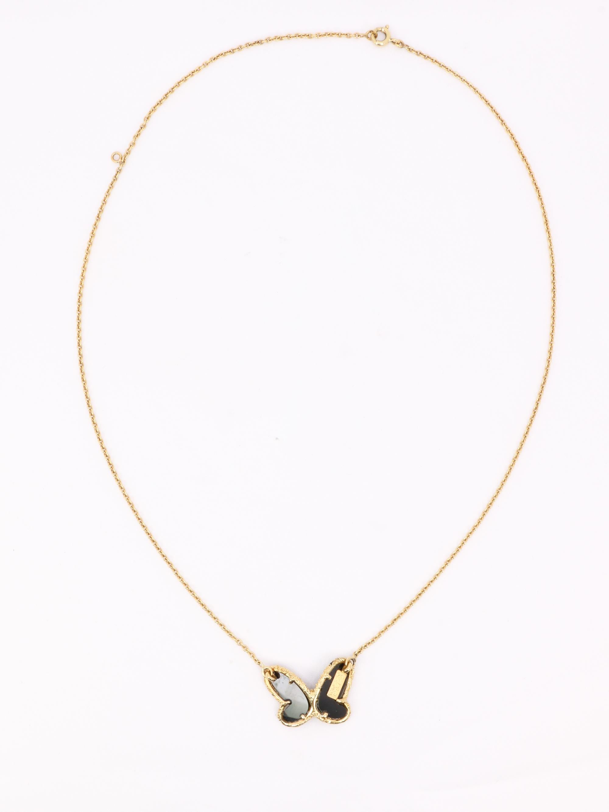 VAN CLEEF & ARPELS Collier Alhambra Papillon Onyx circa 1973