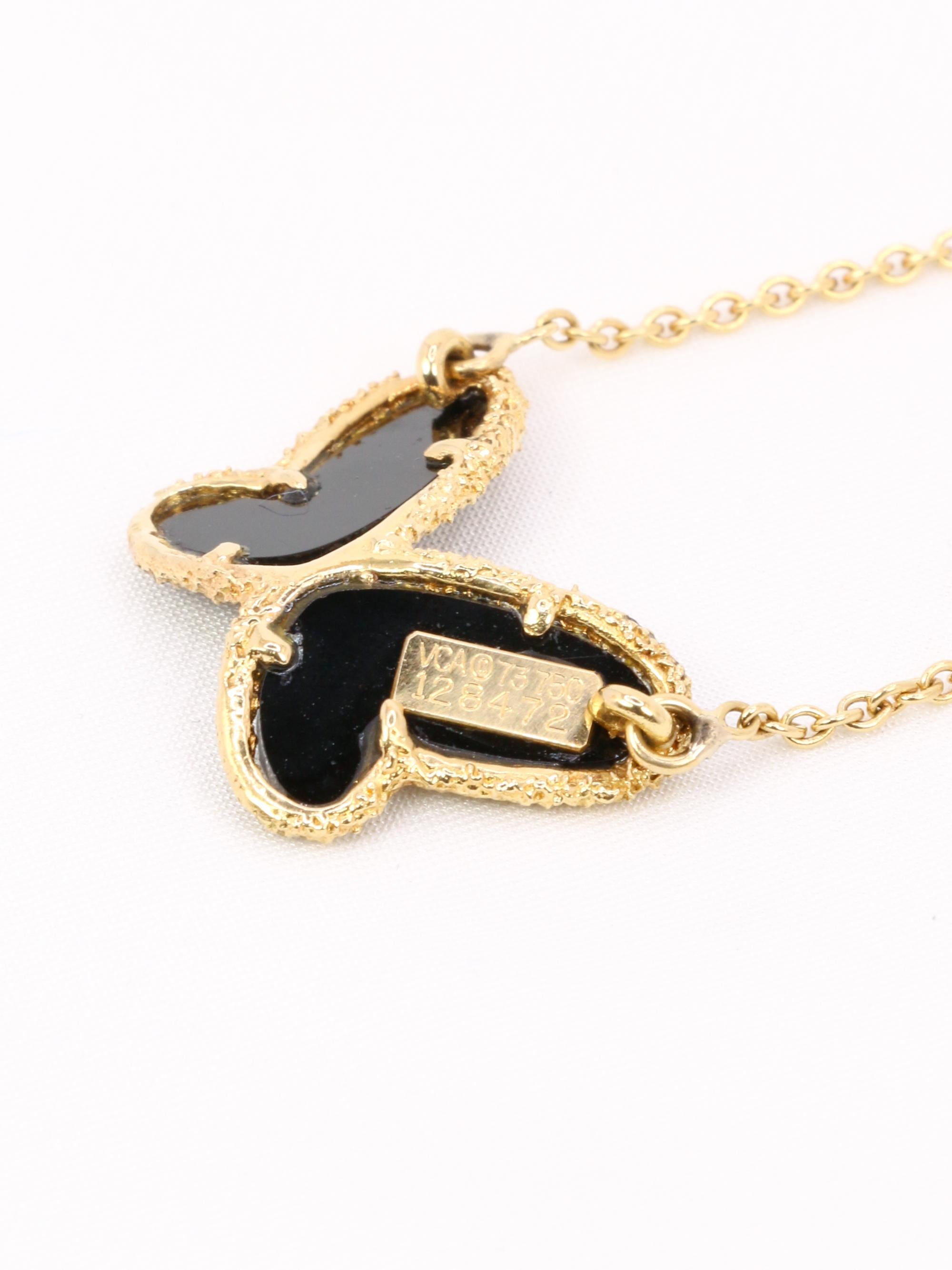 VAN CLEEF & ARPELS Collier Alhambra Papillon Onyx circa 1973