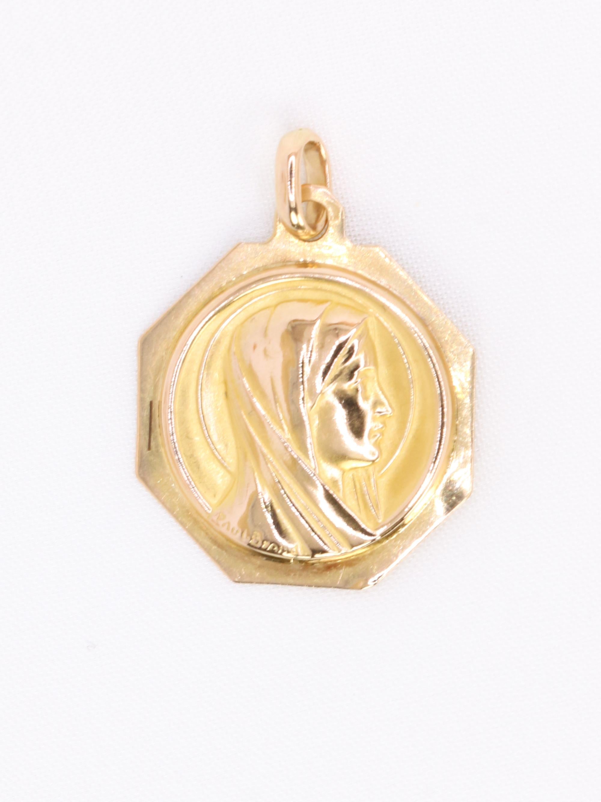 PAUL BRANDT Médaille Art Deco or jaune vierge de profil