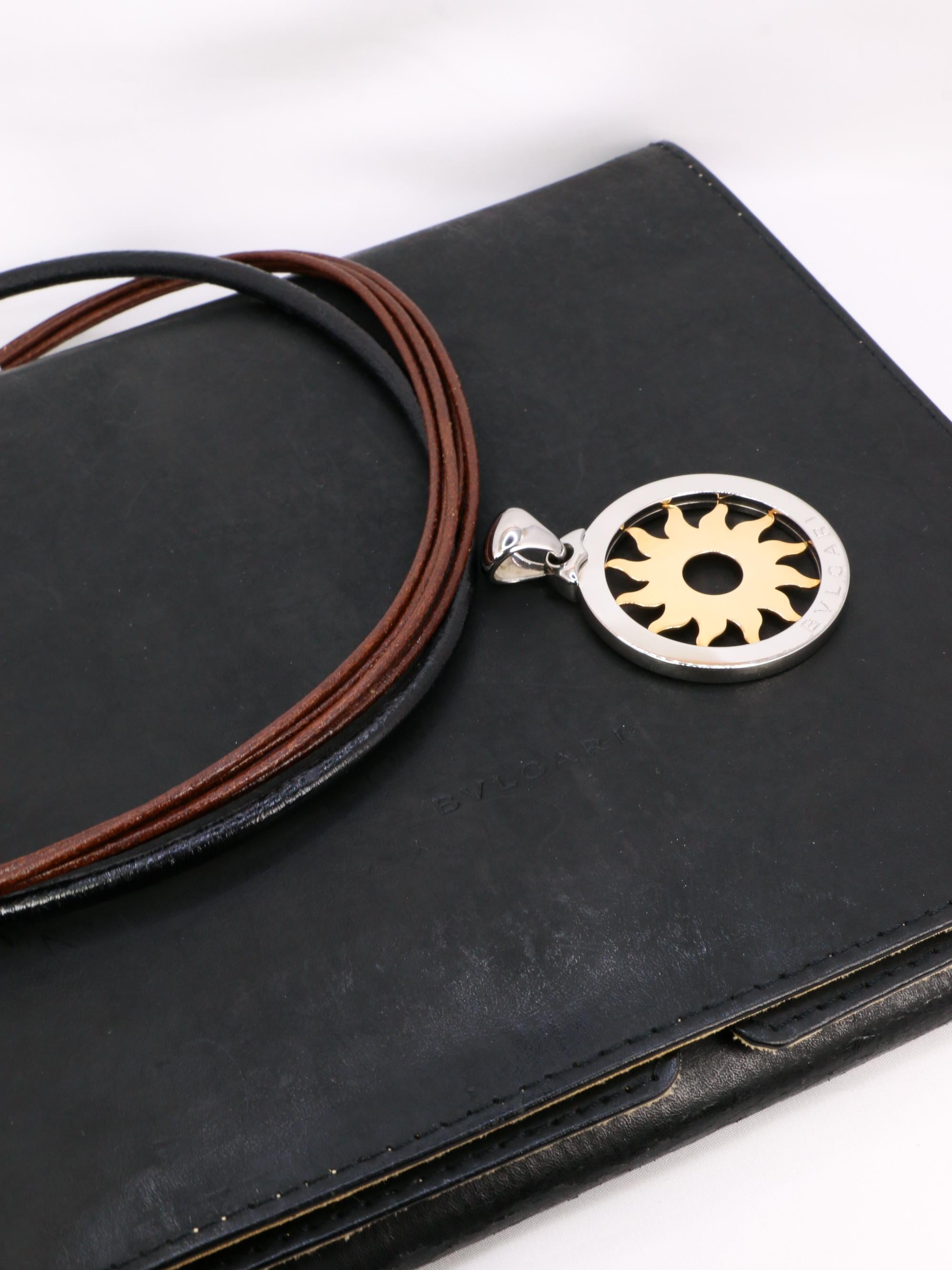 BVLGARI Collier Tondo Sun or acier Grand Modèle