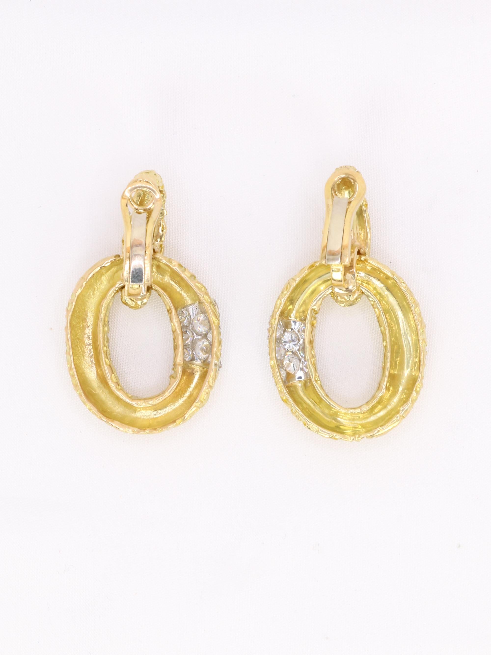 VASSORT (Att à) Boucles d'oreilles 'Chevalerie' or jaune diamants
