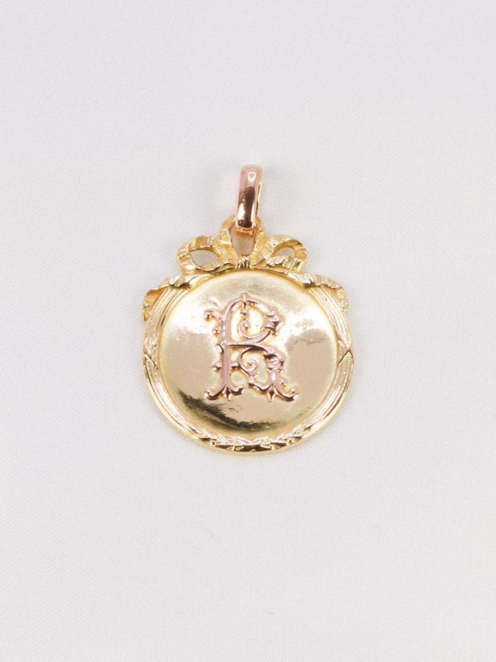 pendentif ronde or noeud Louis XVI