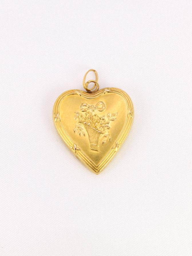 Pendentif coeur Art Nouveau or jaune