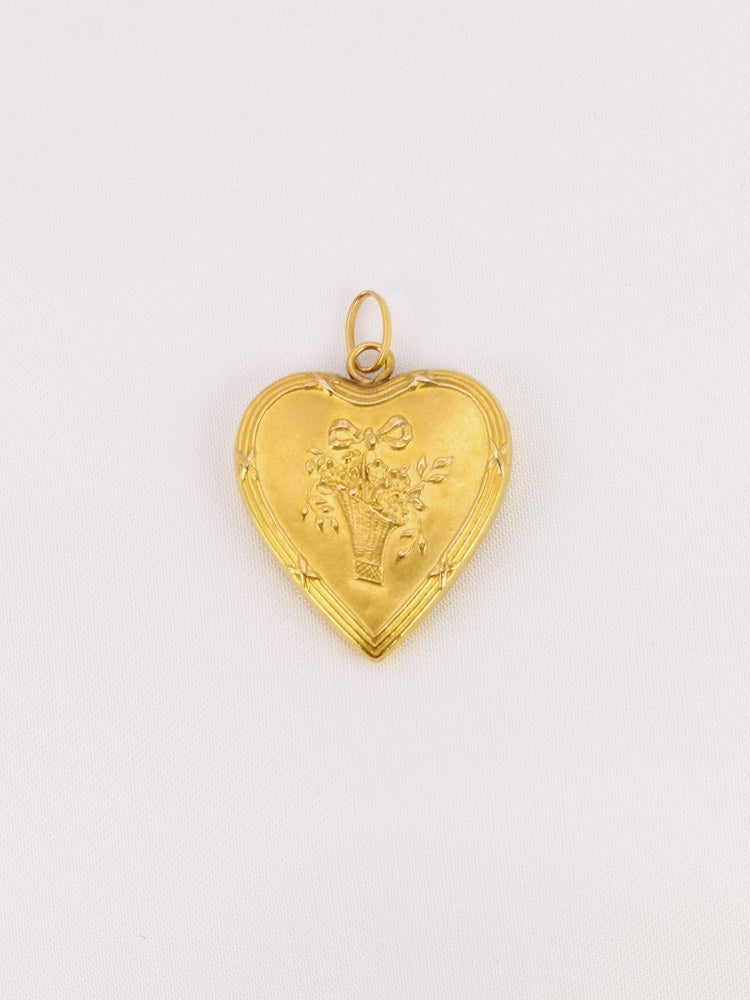 Pendentif coeur Art Nouveau or jaune