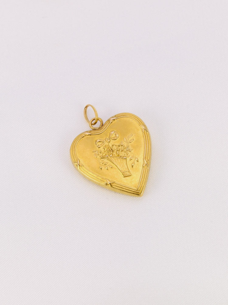 Pendentif coeur Art Nouveau or jaune