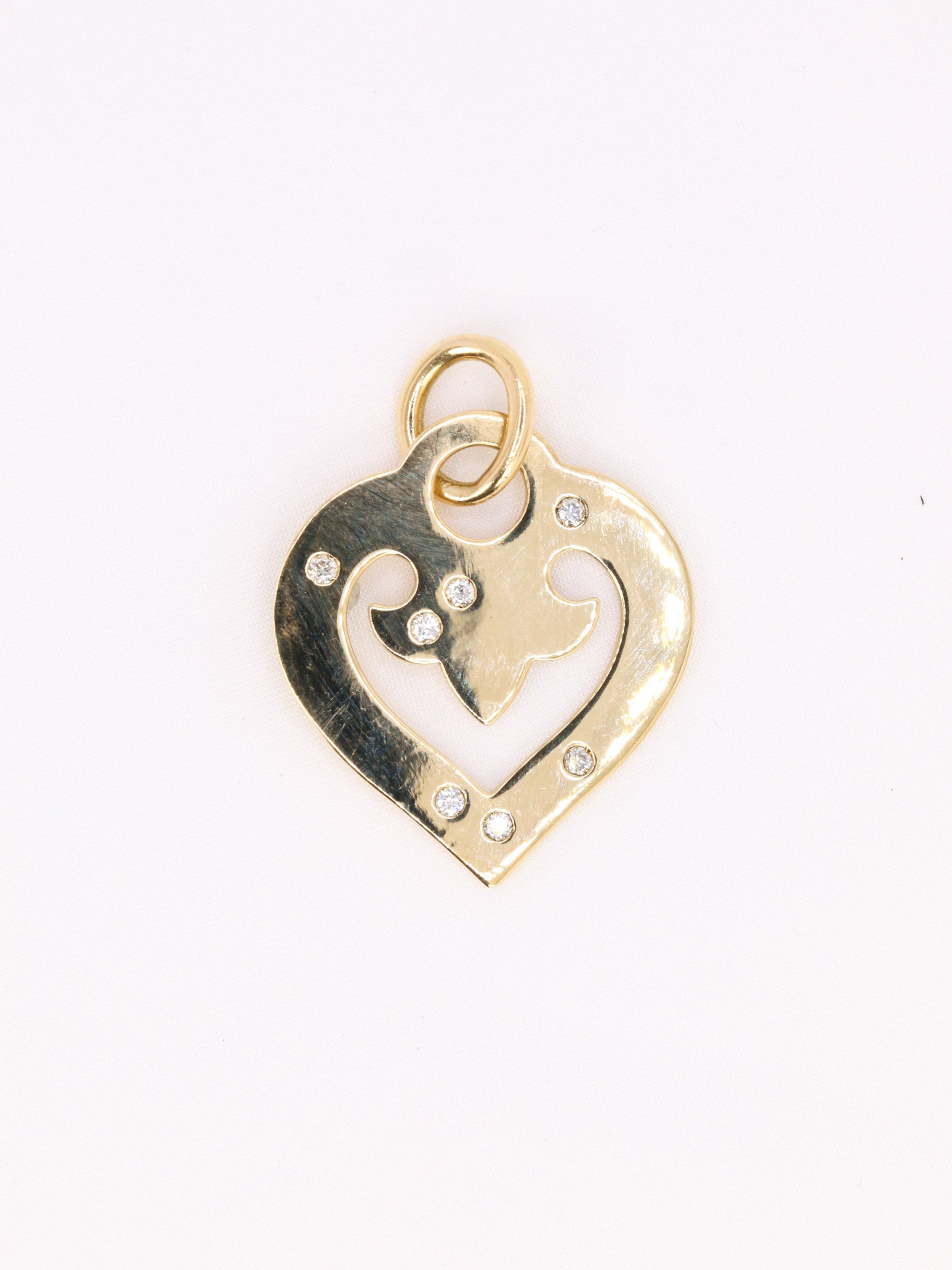 Pendentif coeur OJ Perrin or jaune diamants