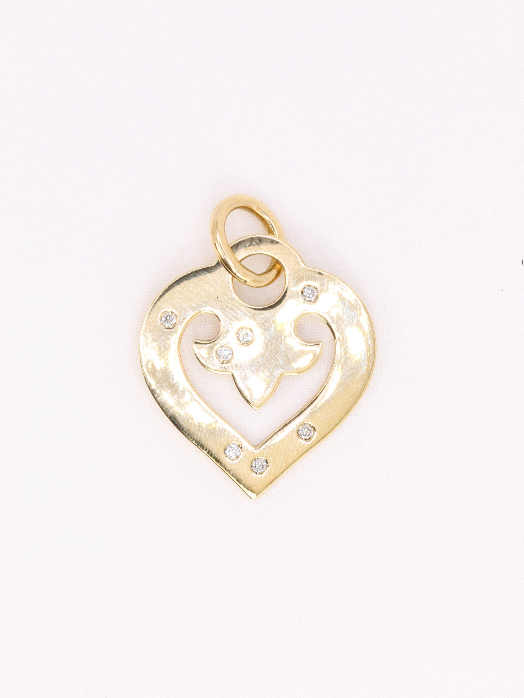 Pendentif coeur OJ Perrin or jaune diamants