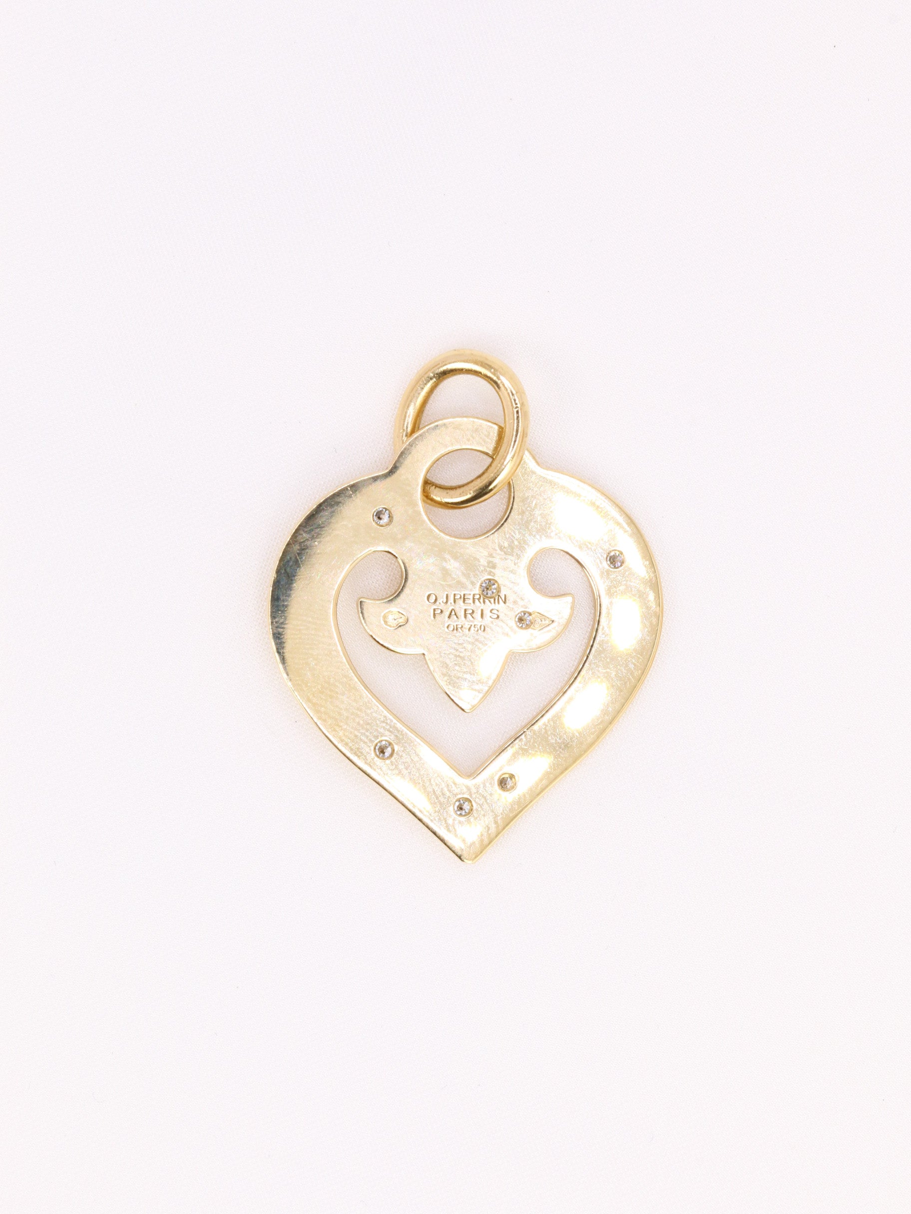 Pendentif coeur OJ Perrin or jaune diamants