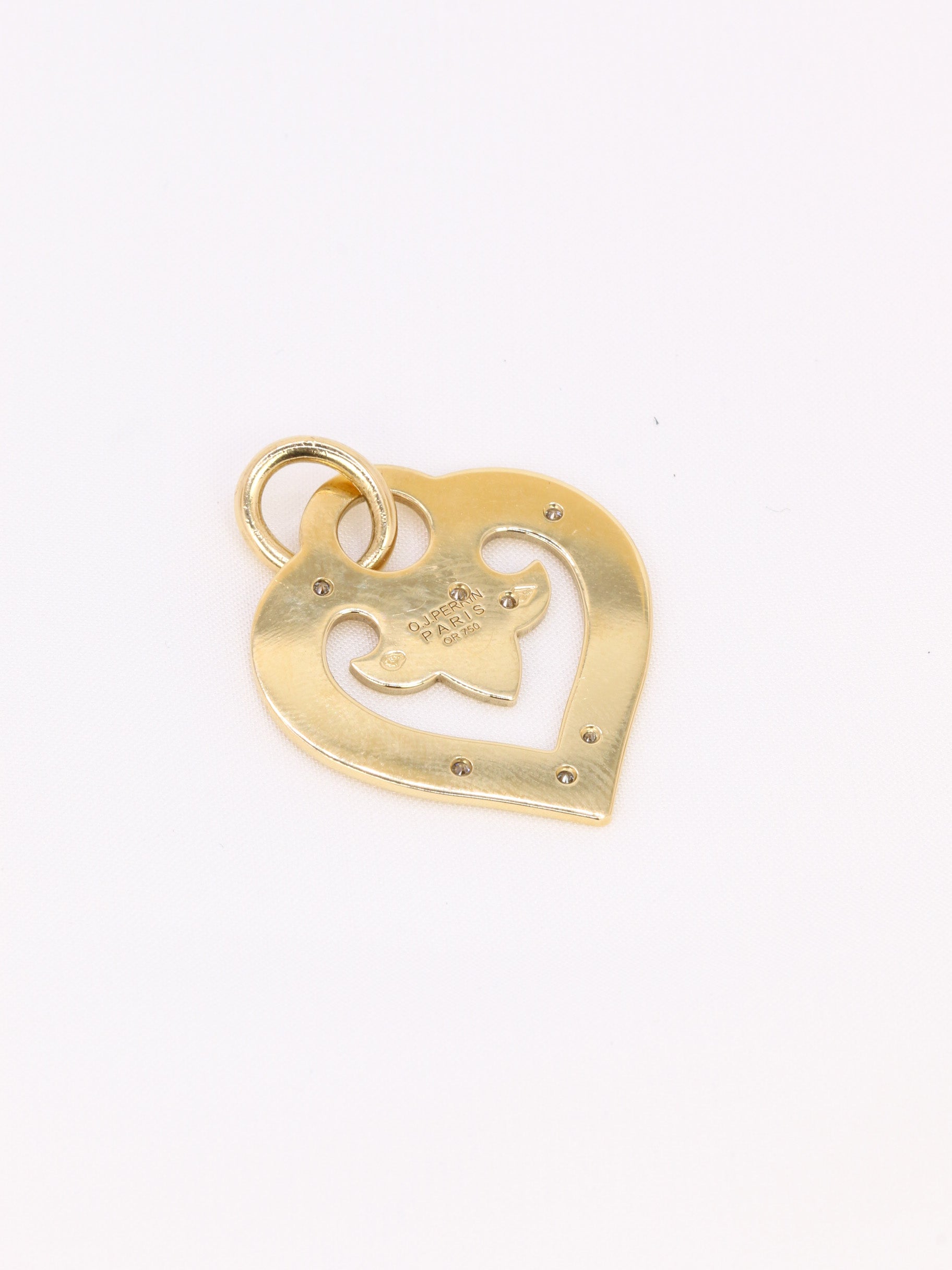 Pendentif coeur OJ Perrin or jaune diamants