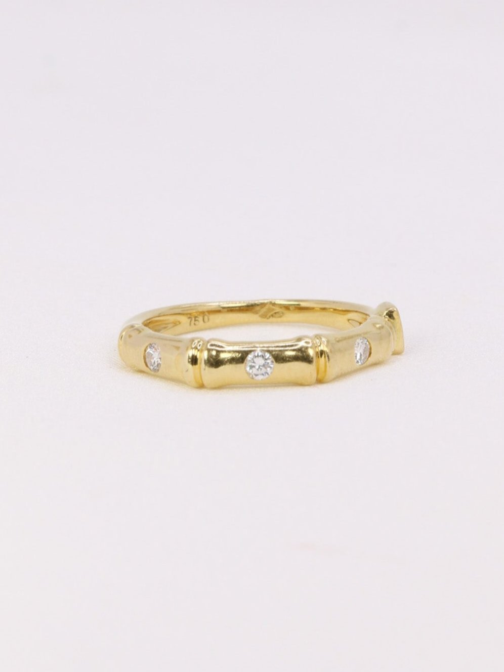 KORLOFF Bague bambou or jaune diamants