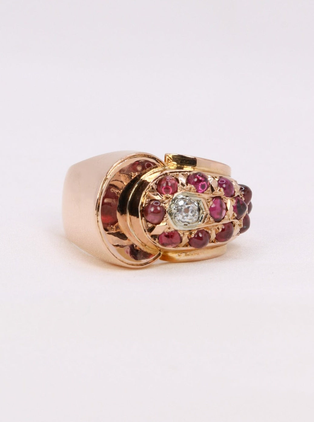 Bague tank or rose diamant