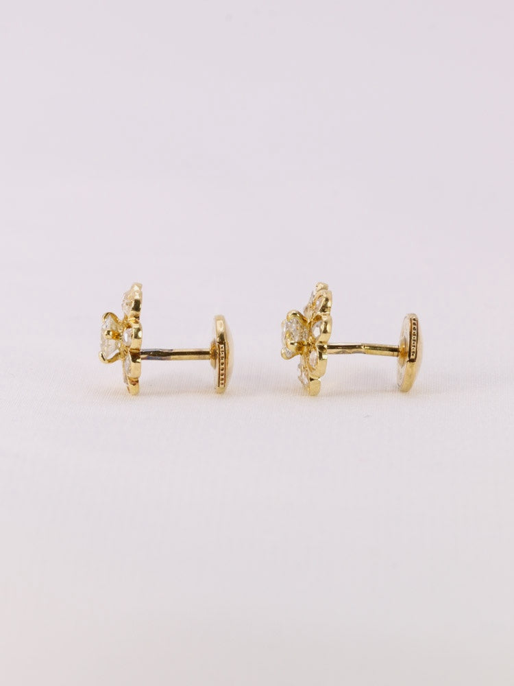 Boucles d'oreilles vintage or jaune diamants taille ancienne