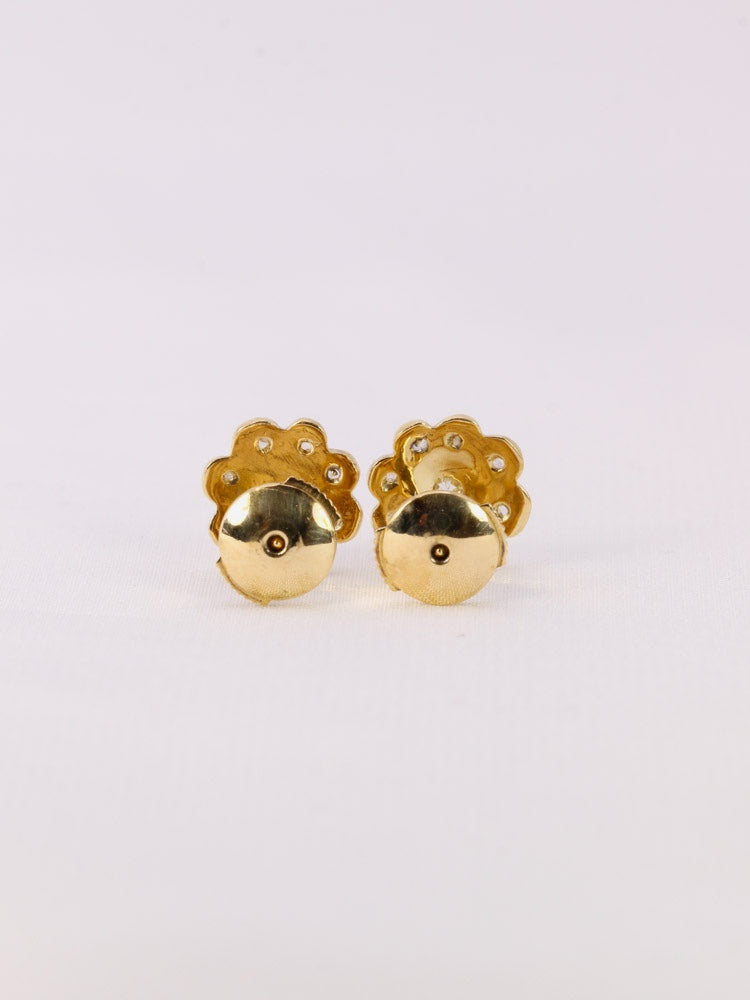 Boucles d'oreilles vintage or jaune diamants taille ancienne