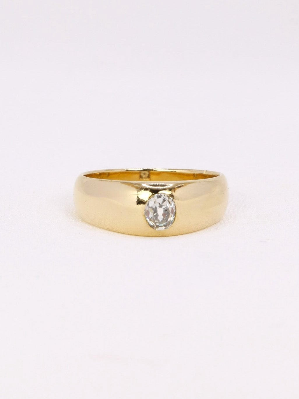 Bague jonc or jaune diamant coussin 0,4 ct