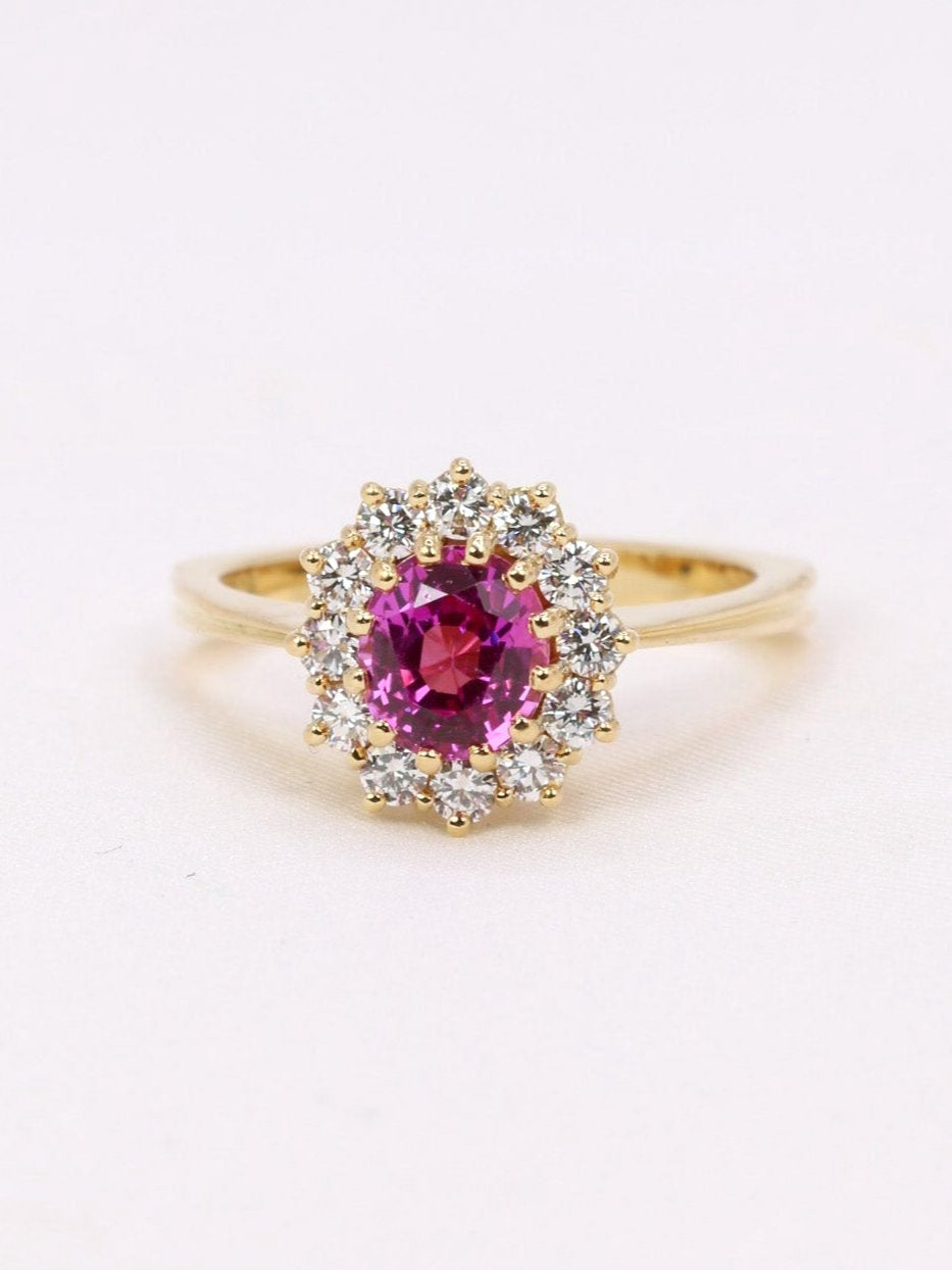 Bague marguerite saphir rose 1,3 ct