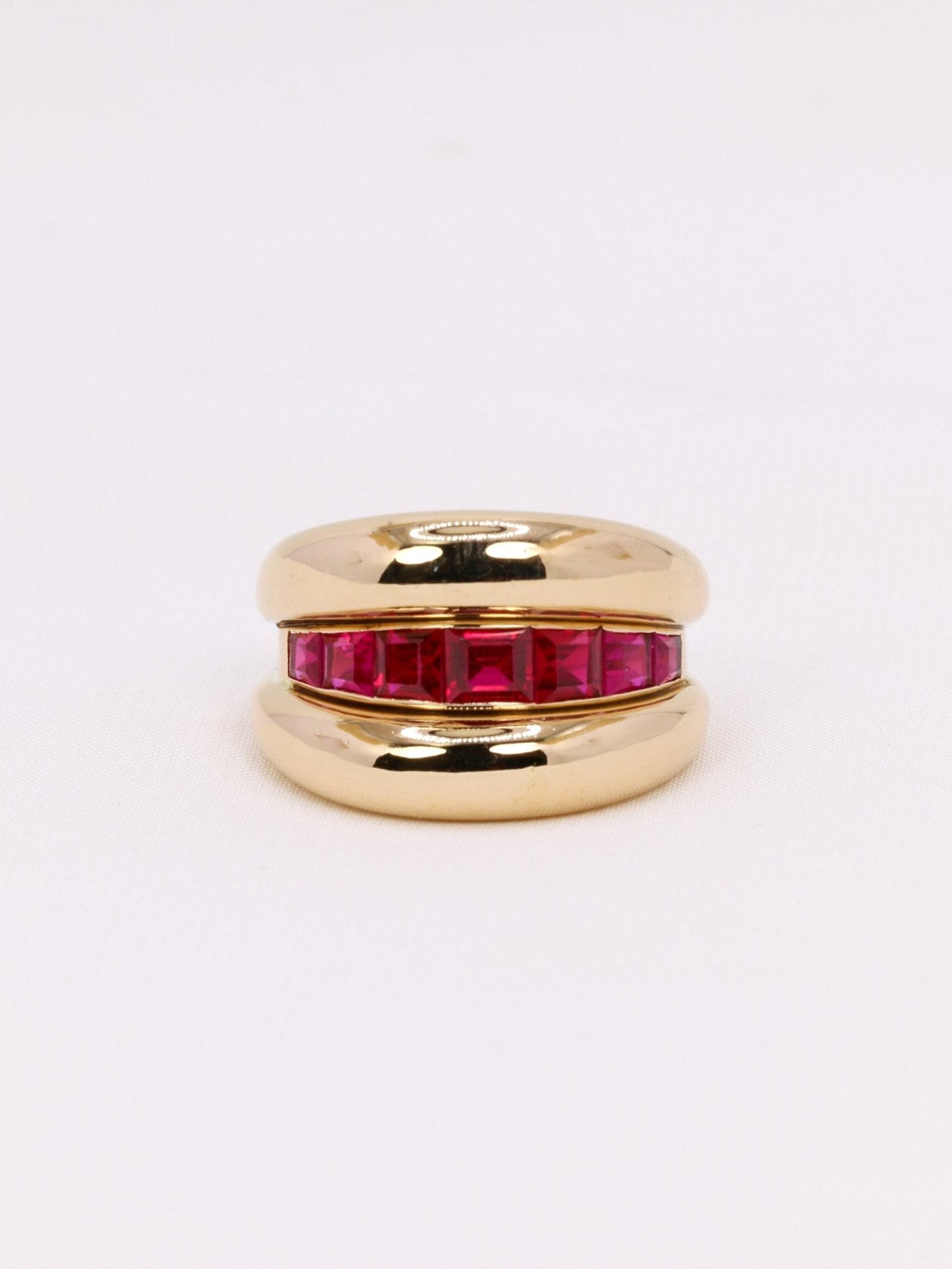 Bague jonc vintage rubis calibrés