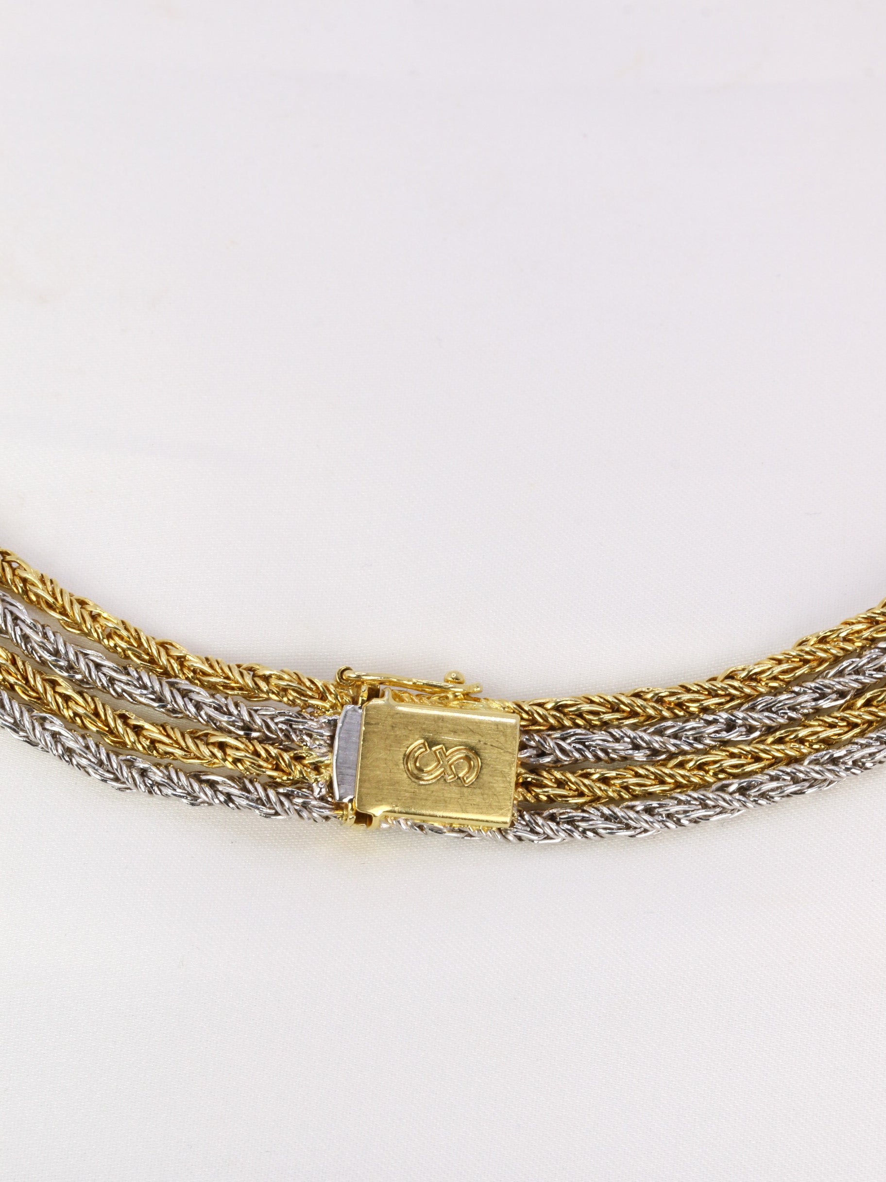 Vintage four-row drapery necklace in gold and diamonds