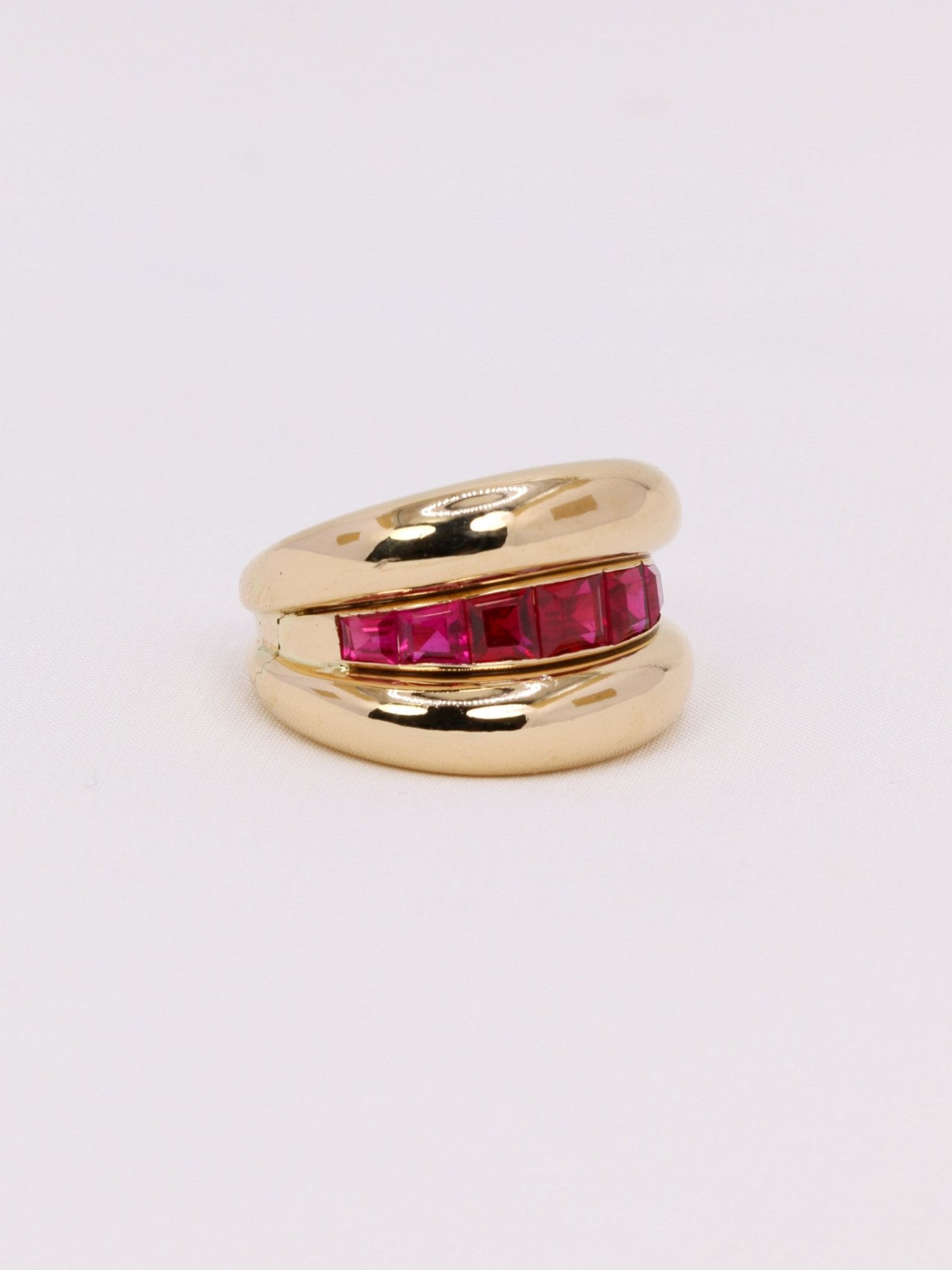 Bague jonc vintage rubis