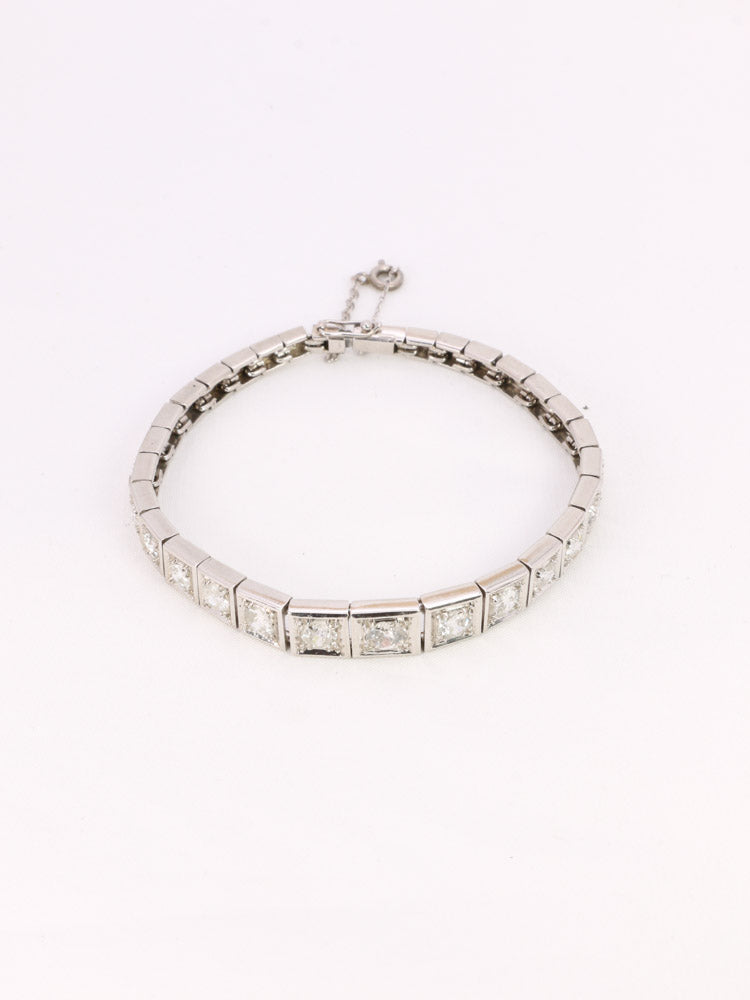 Bracelet ancien platine diamants taille ancienne Old Mine Cut