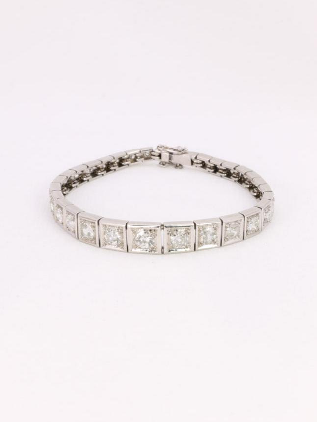 Bracelet ancien platine diamants taille ancienne Old Mine Cut