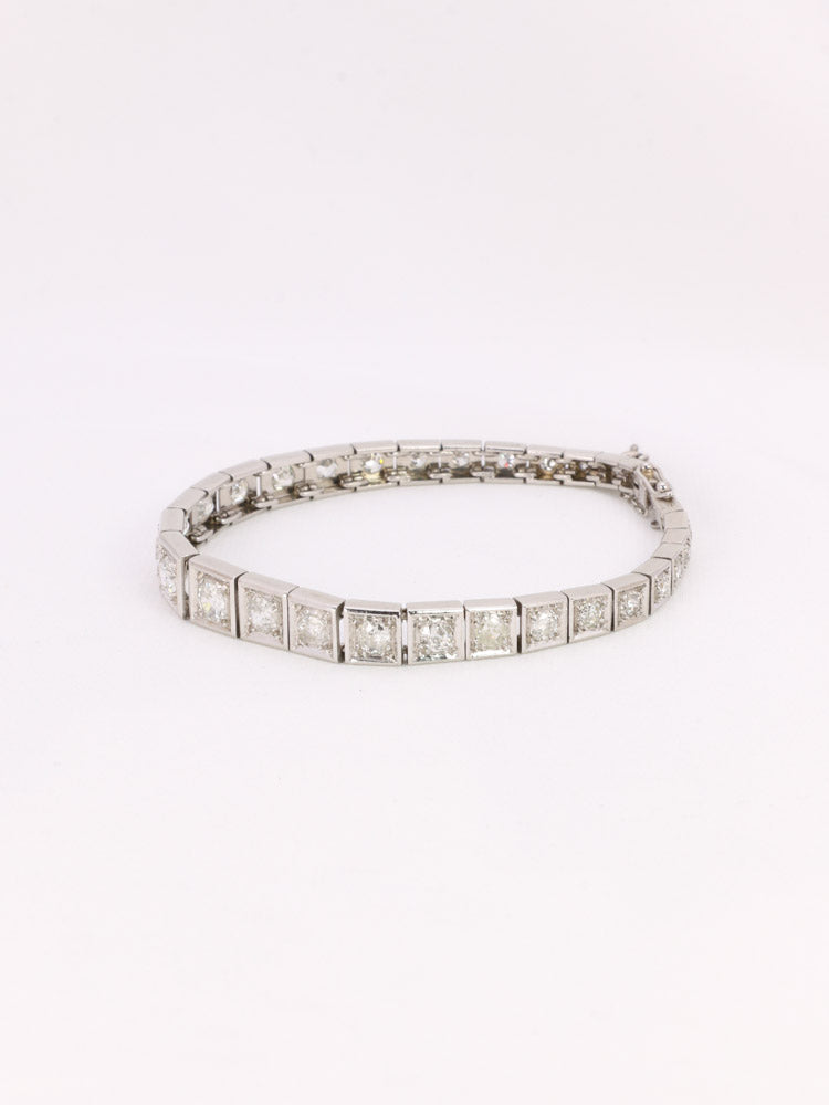 Bracelet ancien platine diamants taille ancienne Old Mine Cut