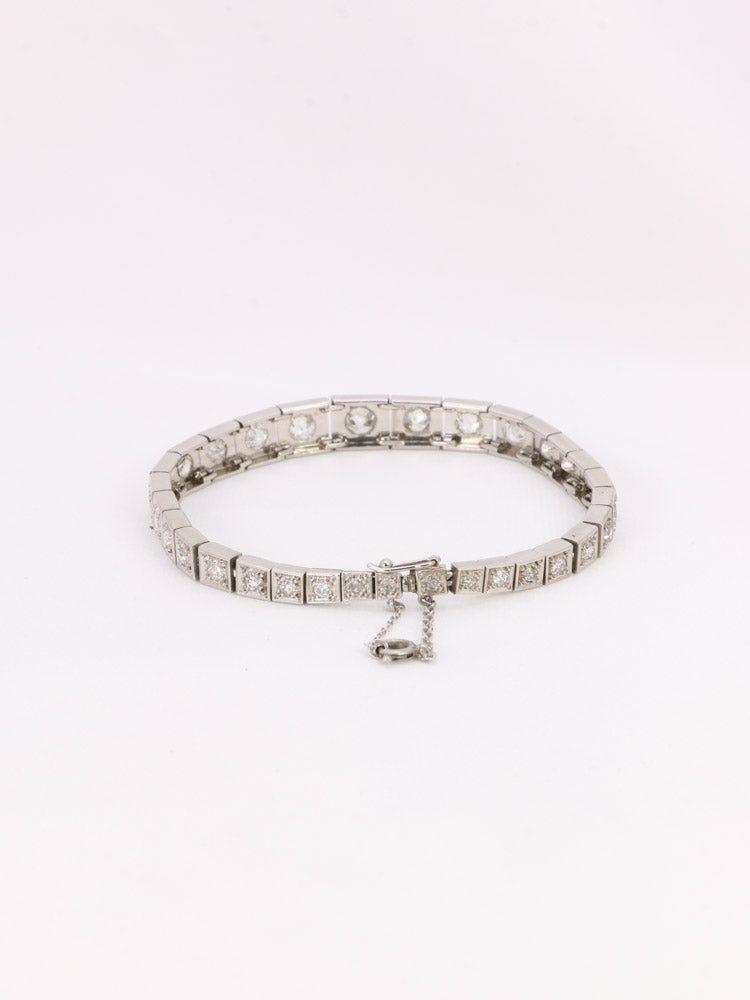 Bracelet ancien platine diamants taille ancienne Old Mine Cut