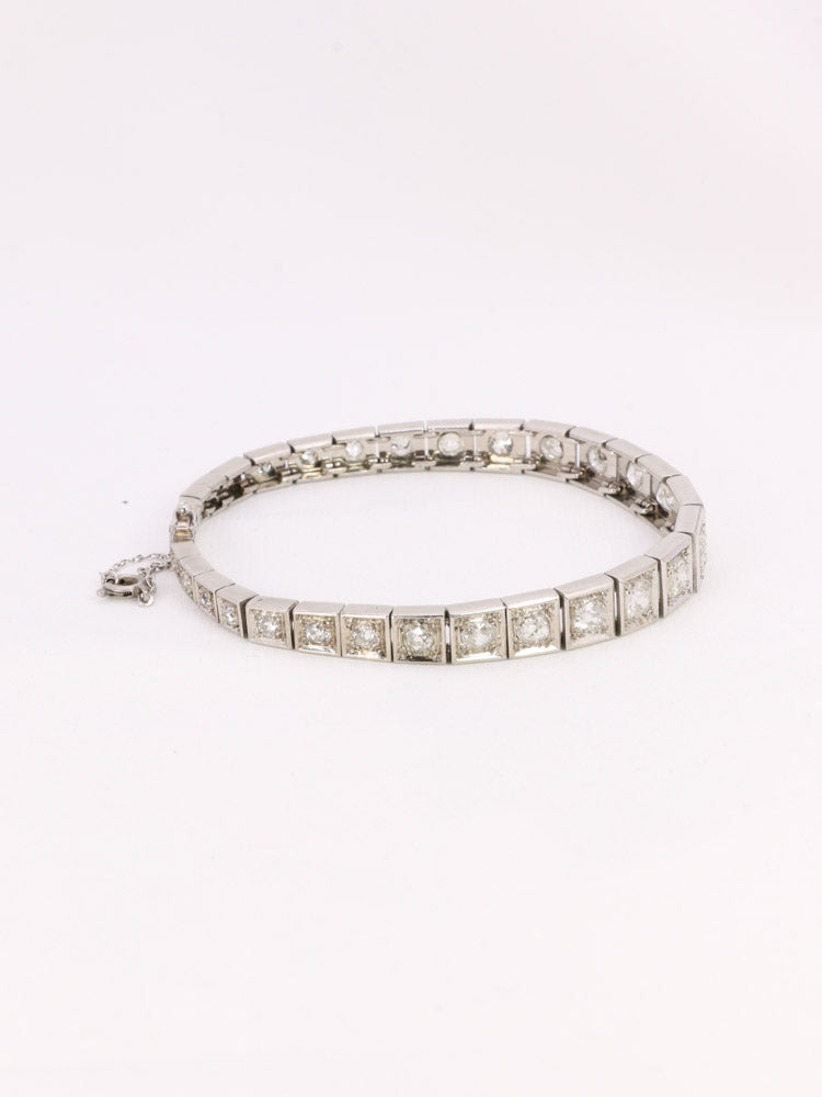 Bracelet ancien platine diamants taille ancienne Old Mine Cut