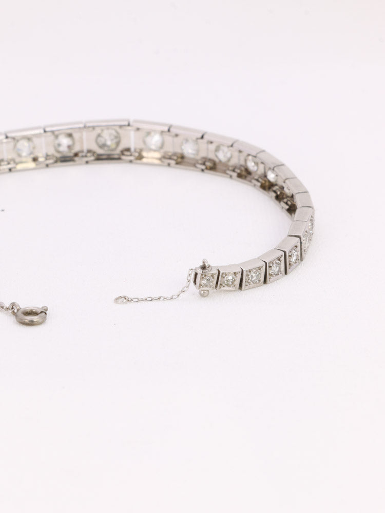 Bracelet ancien platine diamants taille ancienne Old Mine Cut