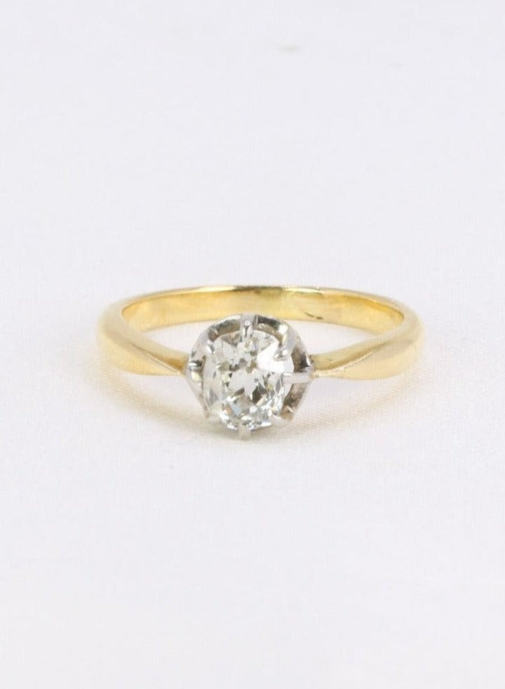 Solitaire or platine diamant taille ancienne 0.7ct