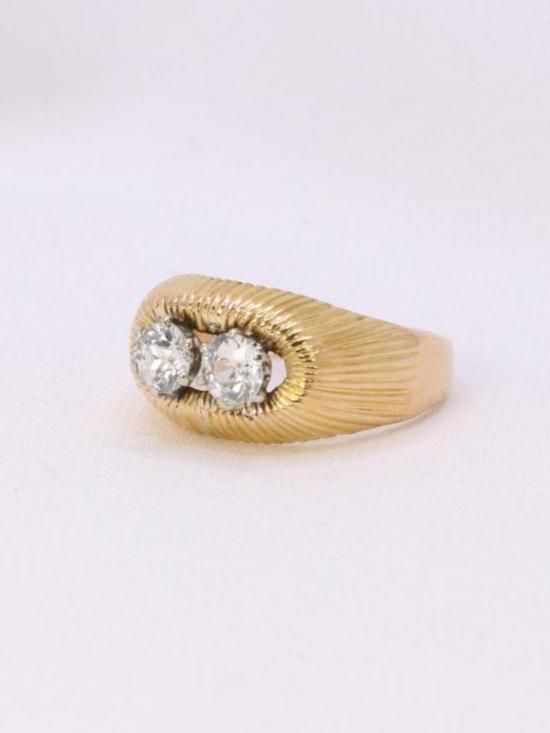 Bague vintage or jaune diamants old european cut