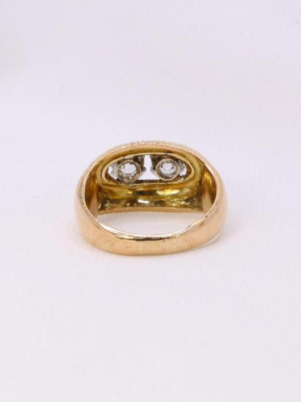 Bague vintage or jaune diamants old european cut