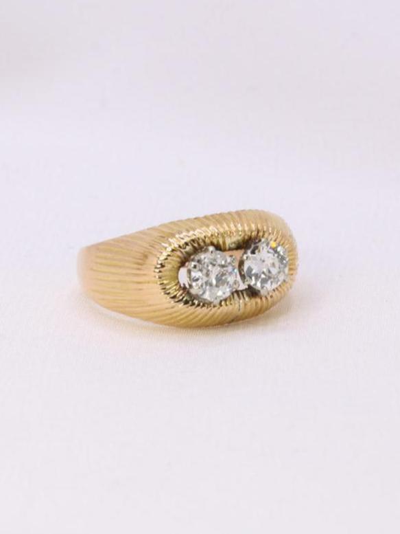 Bague vintage or jaune diamants old european cut