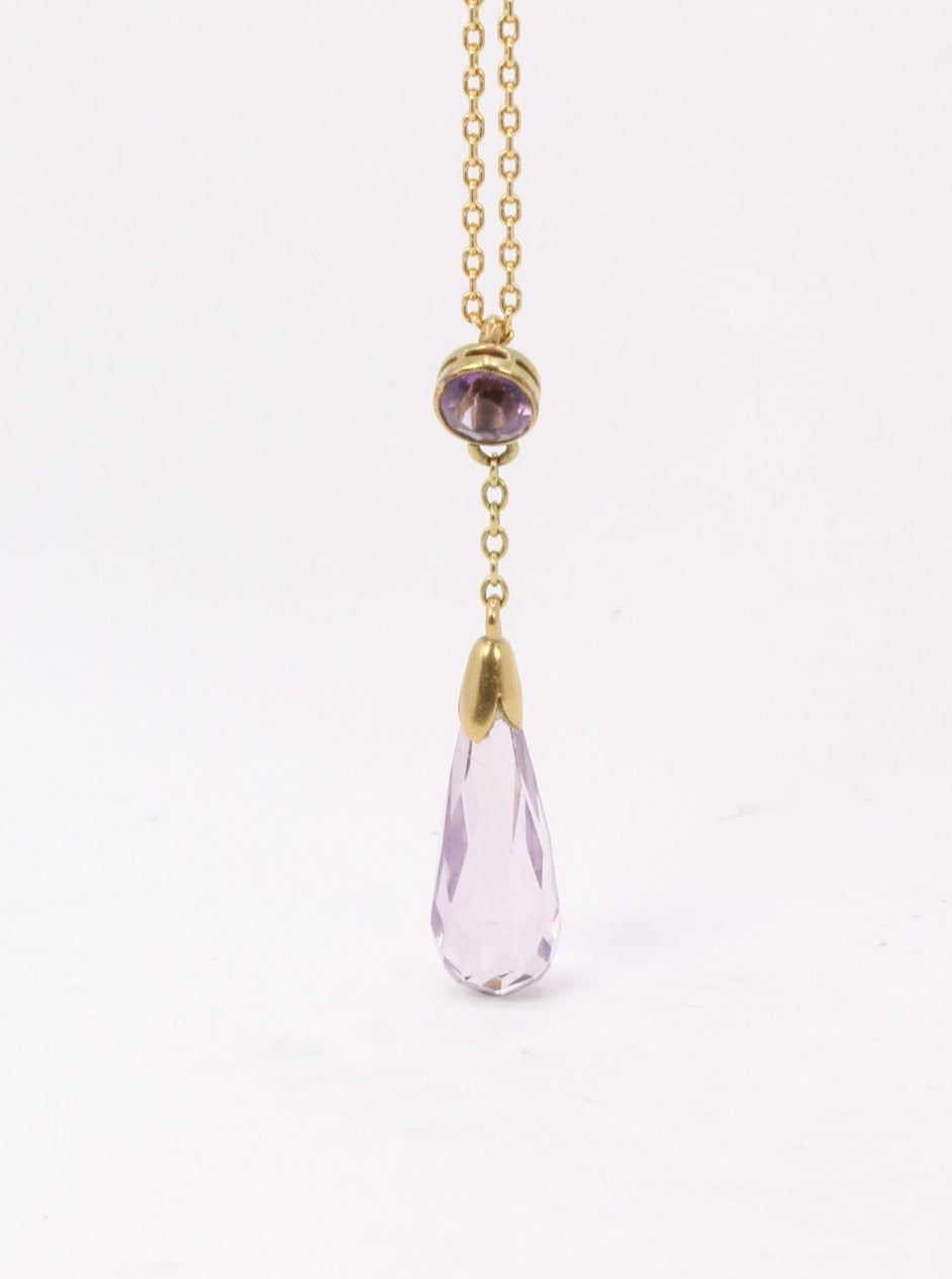 Vintage yellow gold and amethyst briolette pendant