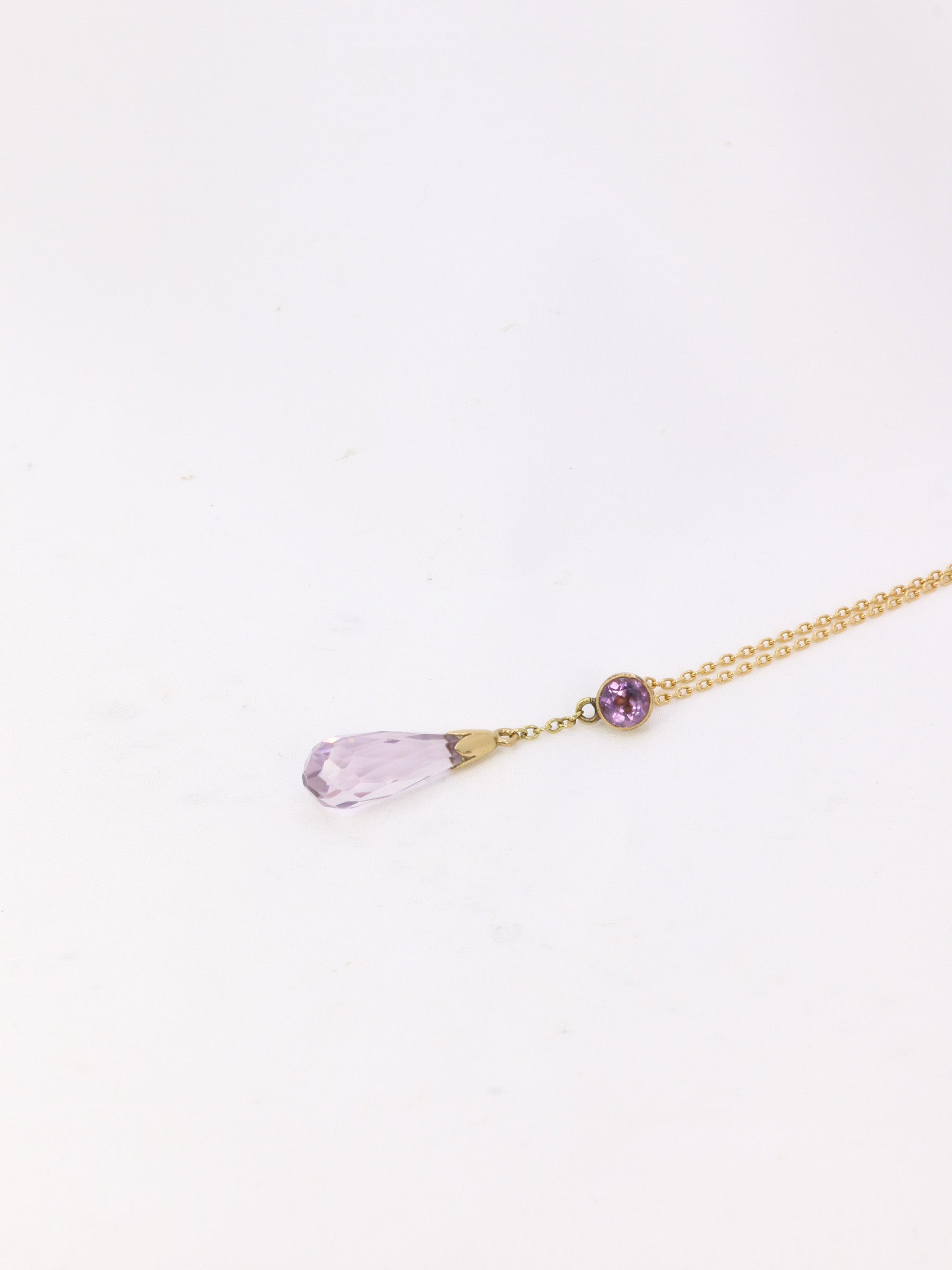 Vintage yellow gold and amethyst briolette pendant