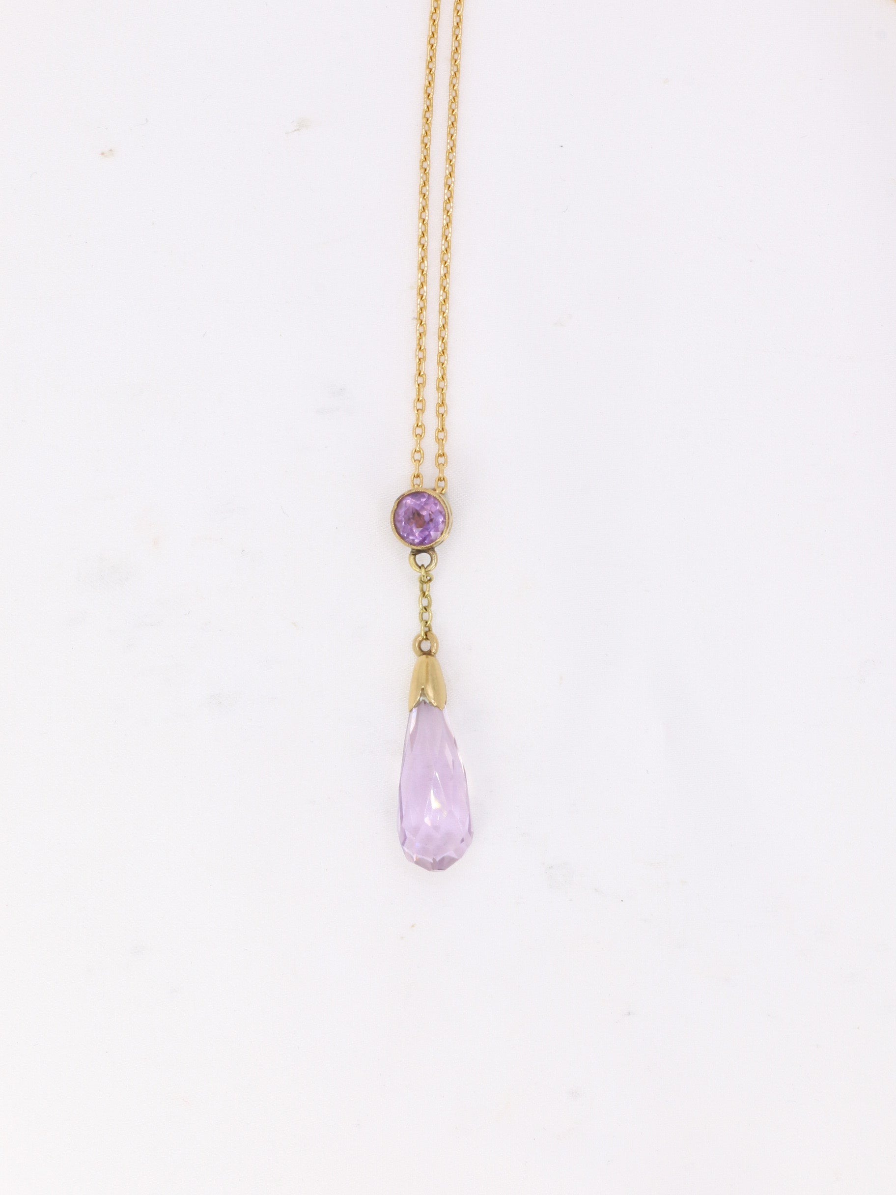 Vintage yellow gold and amethyst briolette pendant