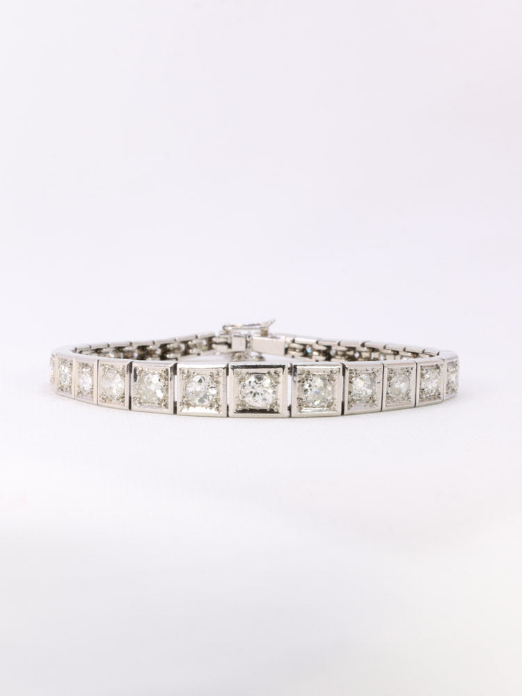 Bracelet ancien platine diamants taille ancienne Old Mine Cut