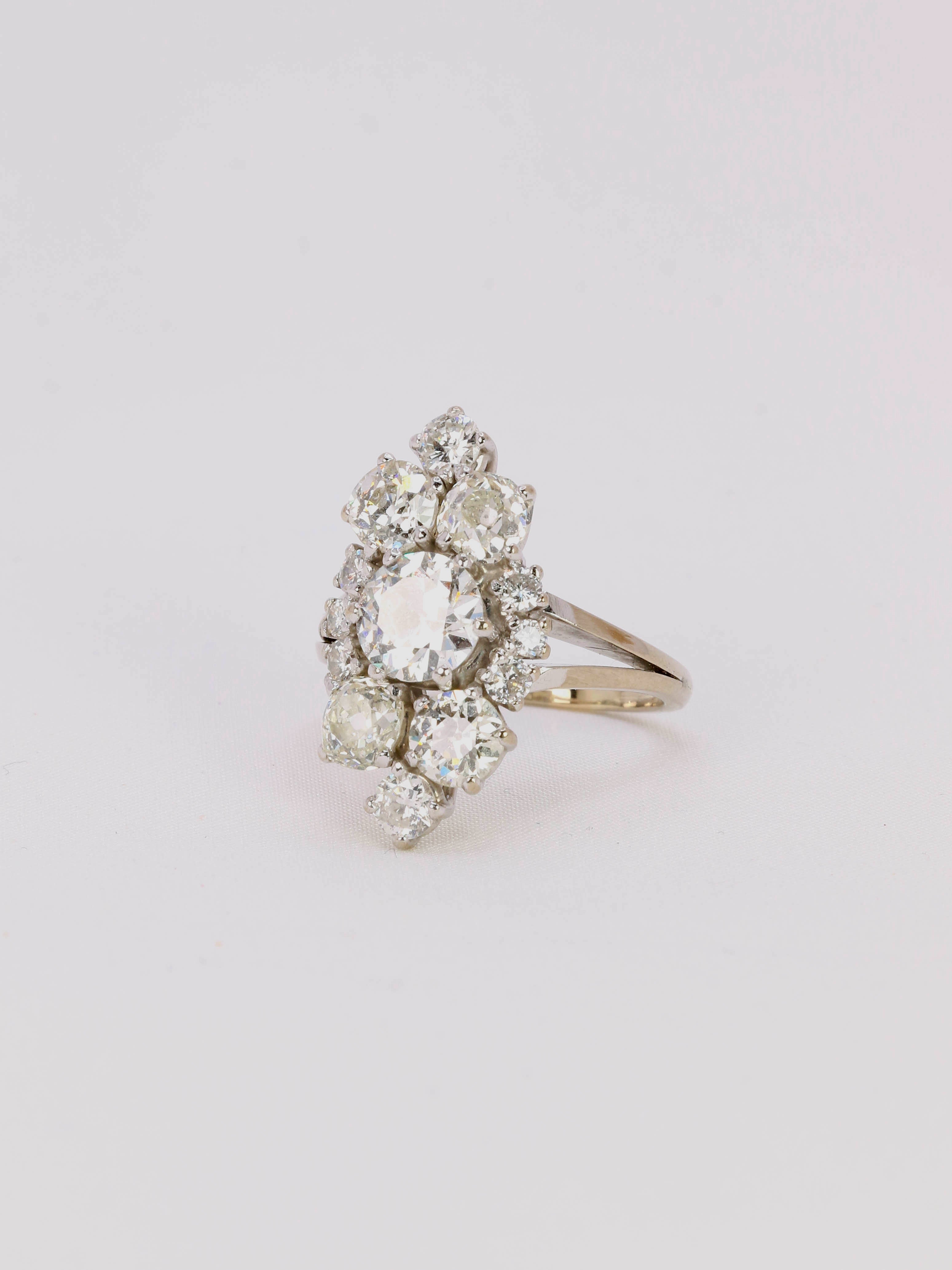 Bague marquise vintage diamants