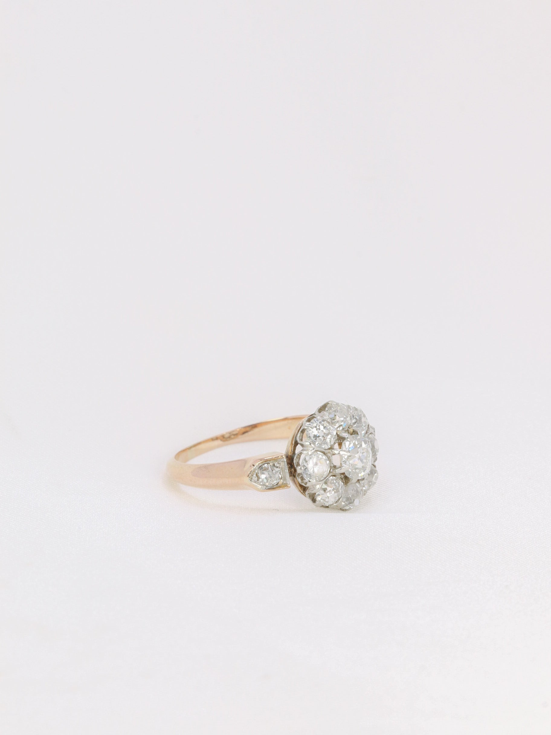 Daisy ring in yellow gold and diamonds