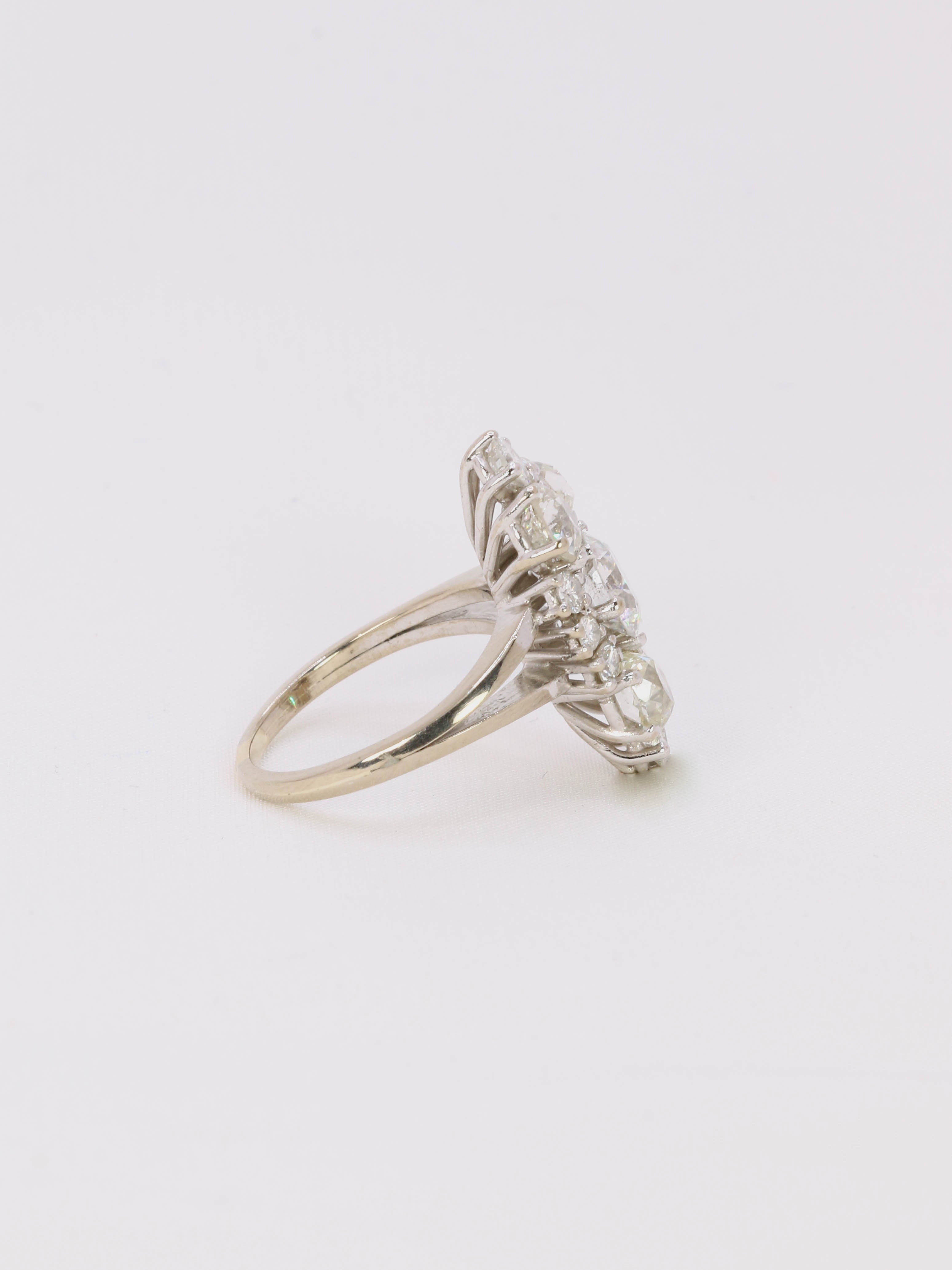 Bague marquise vintage diamants