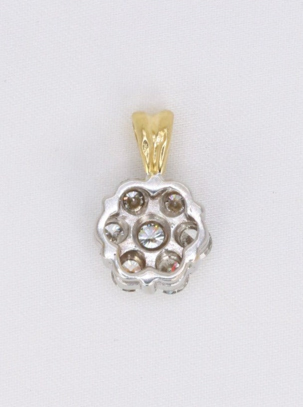 Pendentif vintage fleur or diamants 0,7 ct