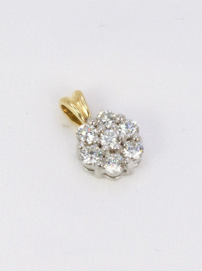 Pendentif vintage fleur or diamants 0,7 ct