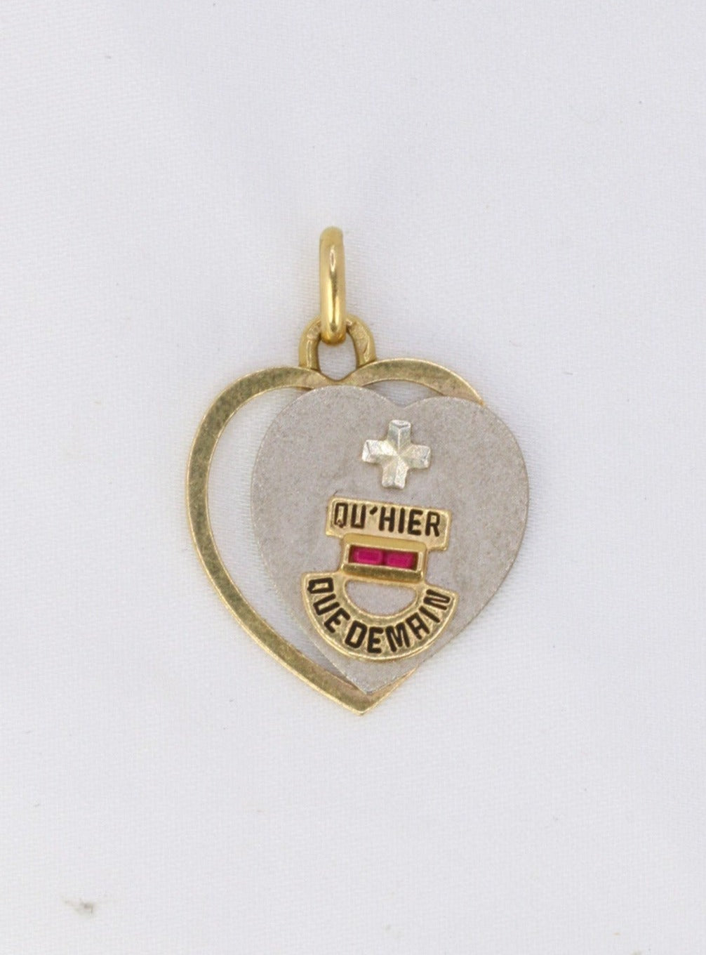 Augis love heart medal in gold, more than yesterday less than tomorrow