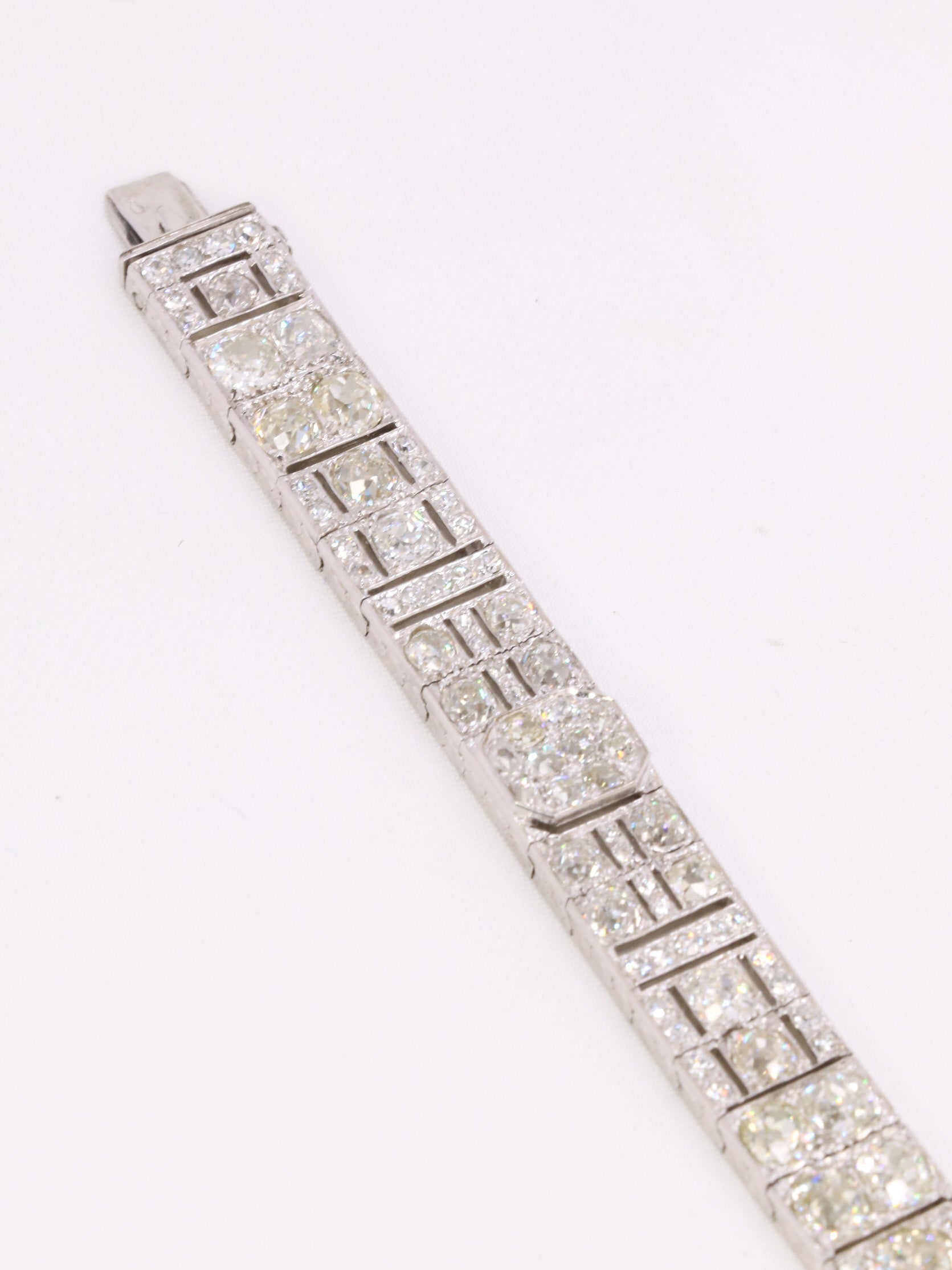 Bracelet Art-Déco or blanc platine diamants