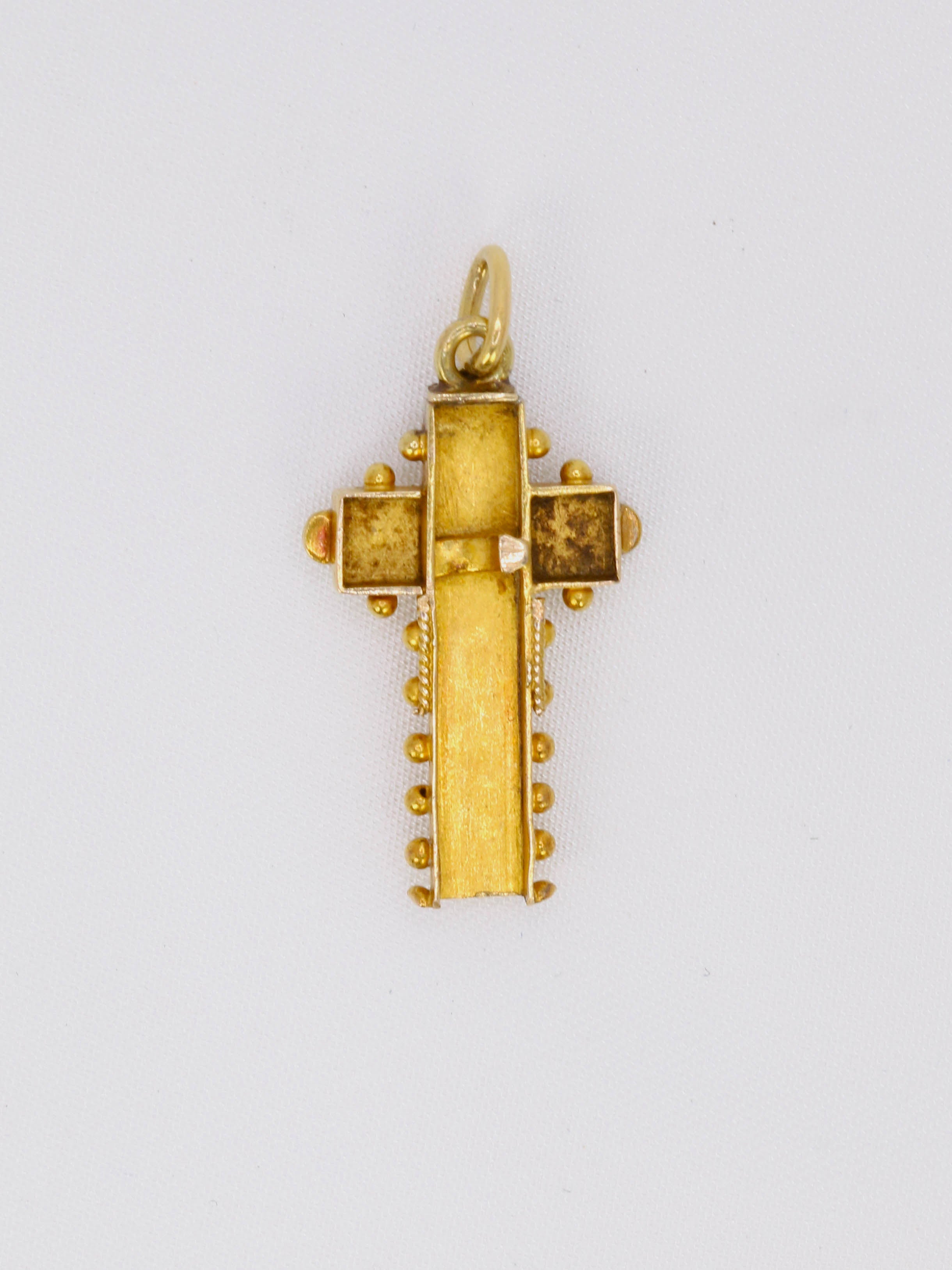 Pendentif croix ancien en or perles fines