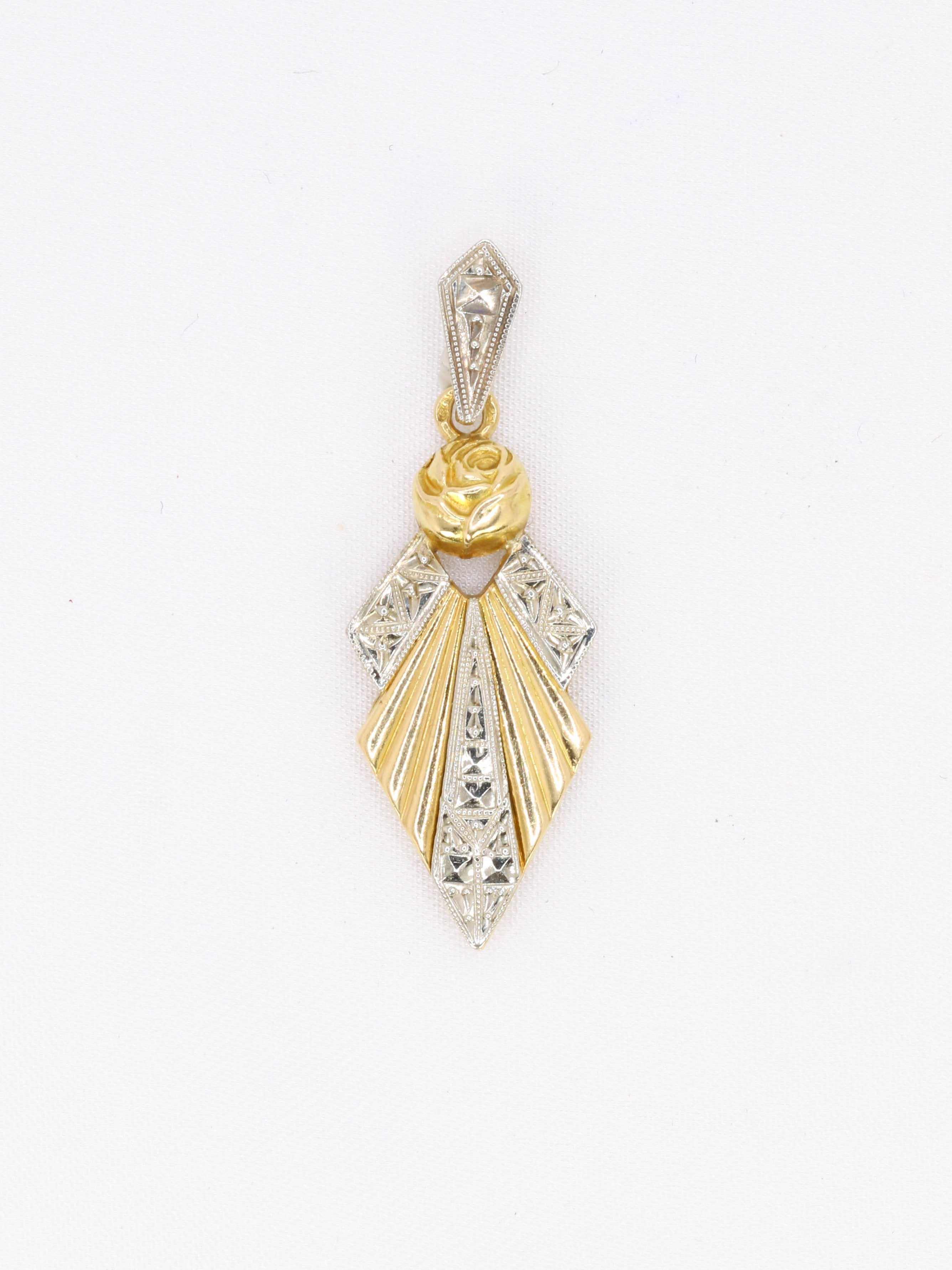 Pendentif vintage Art Deco or jaune 