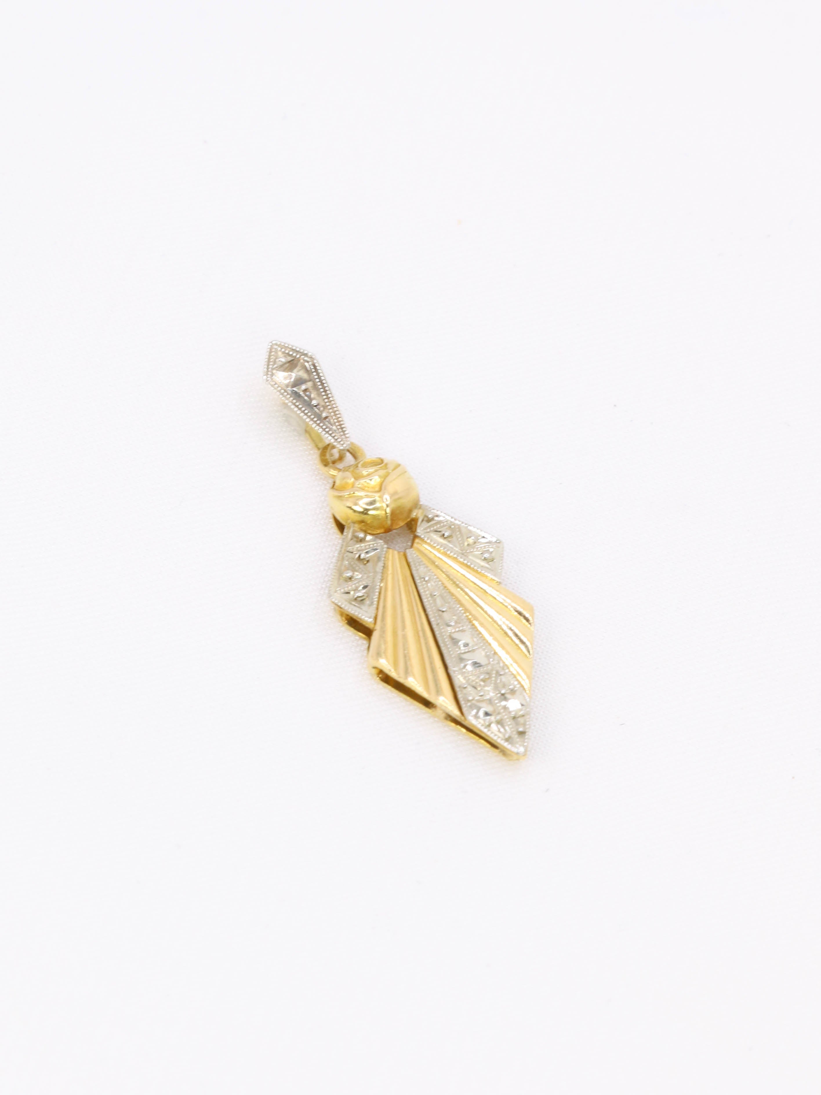 Pendentif vintage Art Deco or jaune 