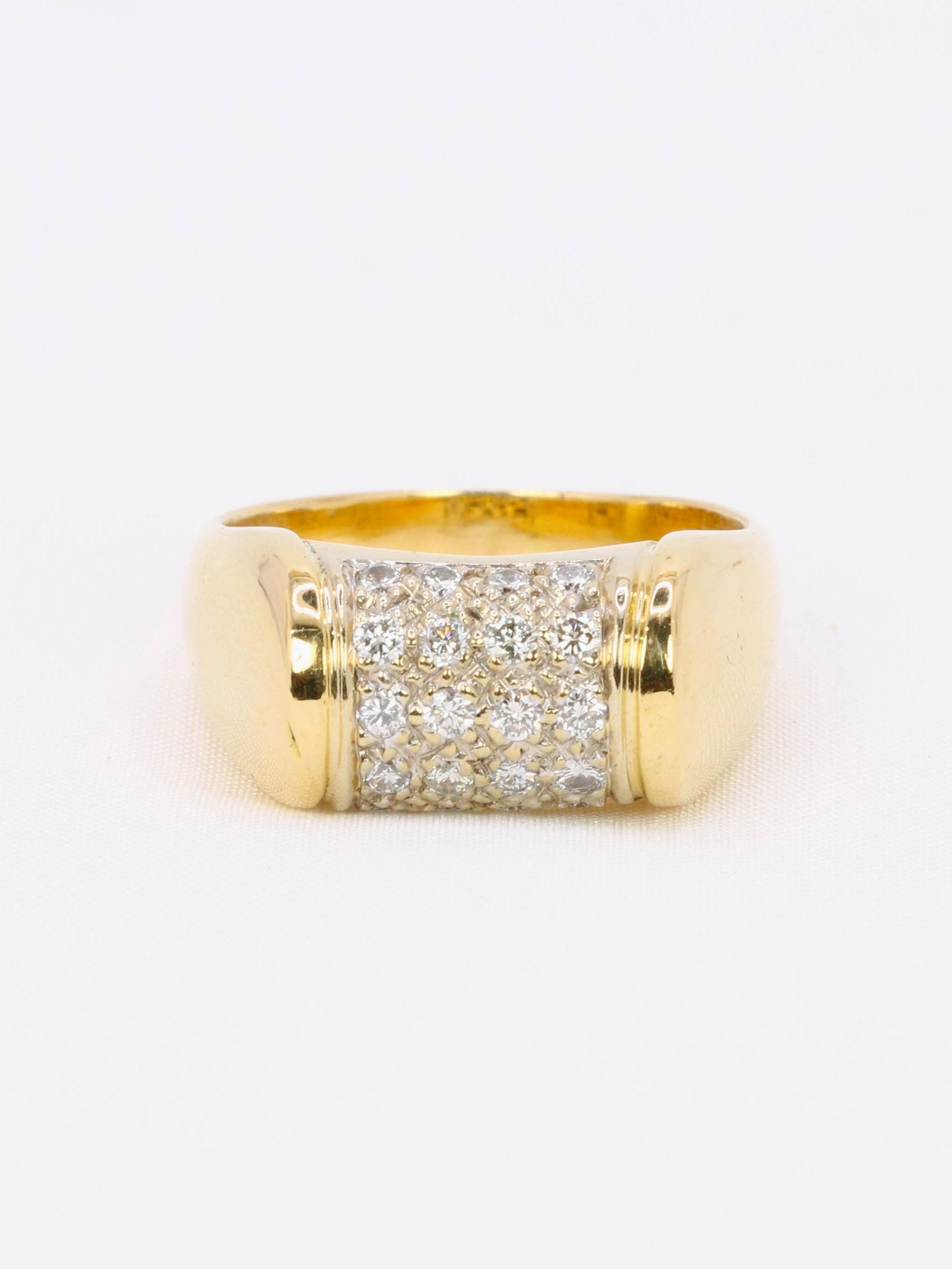 Chevaliere vintage or jaune diamants